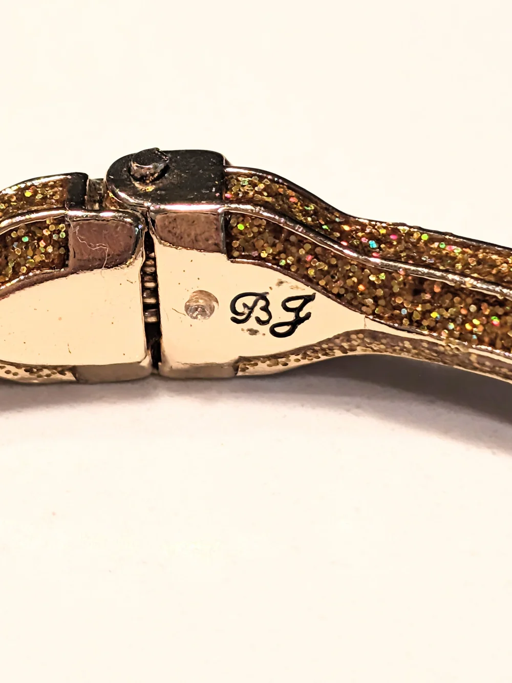 Betsey Johnson Gold Glitter Pencil Cuff Boho Preppy Bracelet